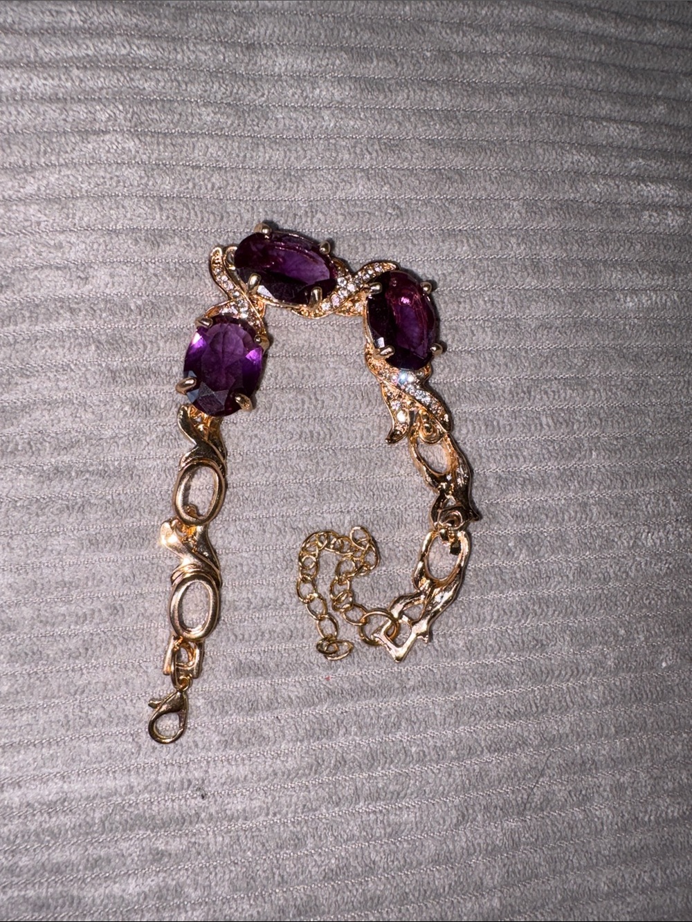 Unbranded Link Bracelet Women OS Purple Gold Good Gemstone‎ Oval Accents Link